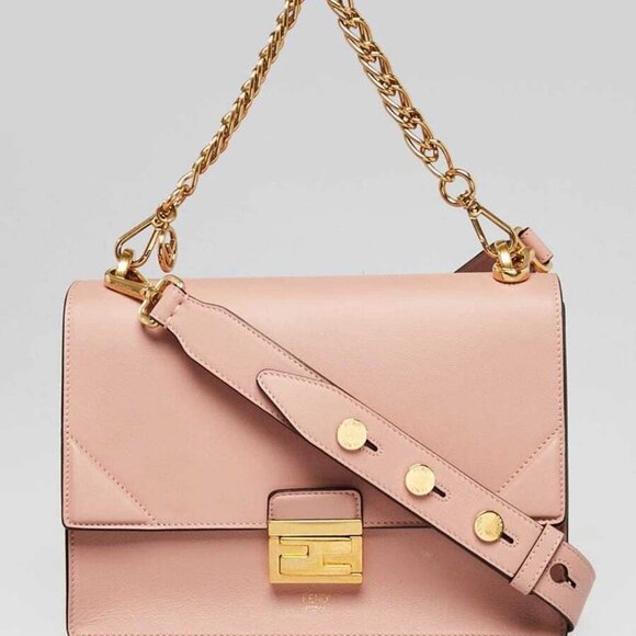 Fendi Pink Smooth Leather Kan U Shoulder Bag 8BT313 - Picture 1 of 12